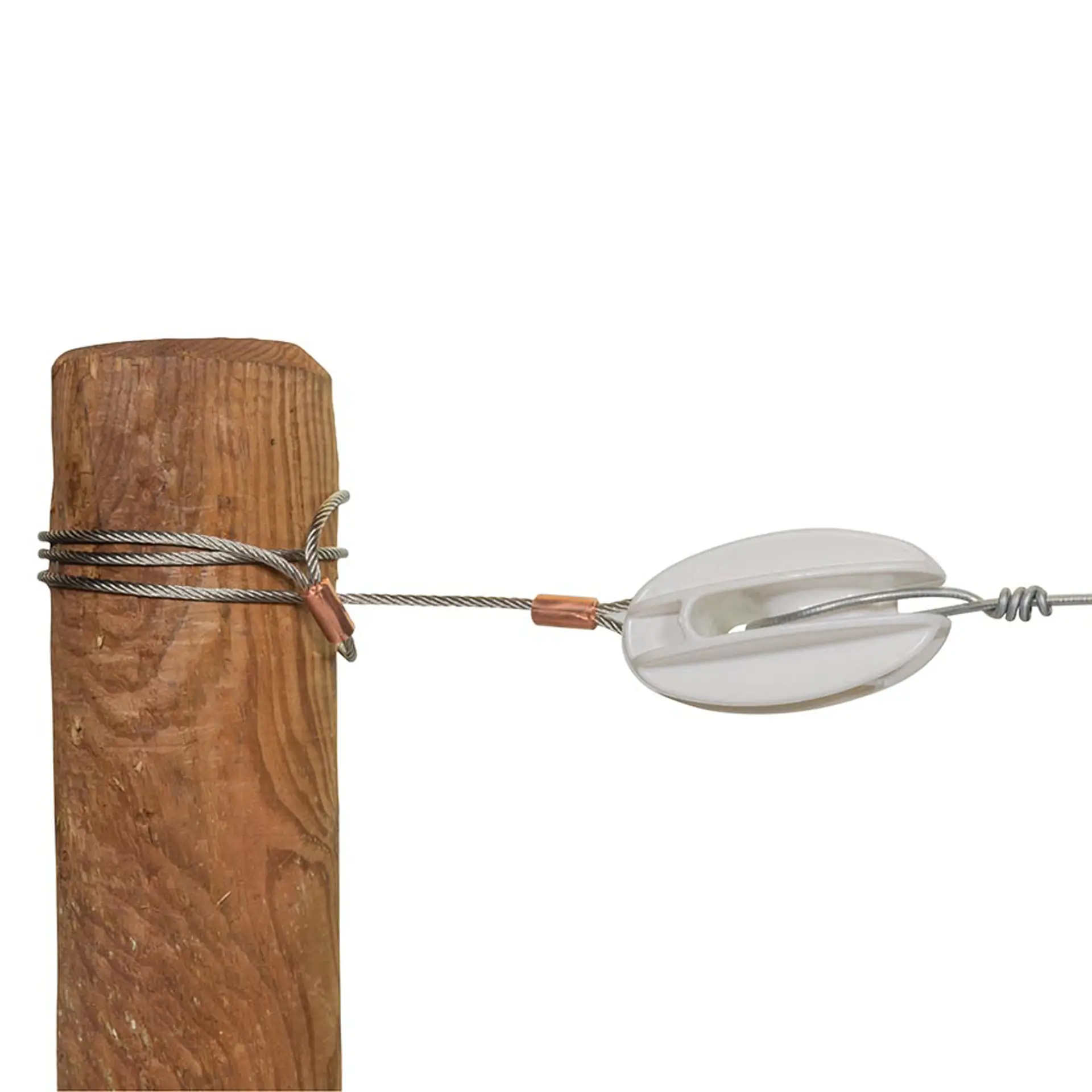 Gallagher Hoekisolator versterkt wit met RVS kabel (5 stuks)