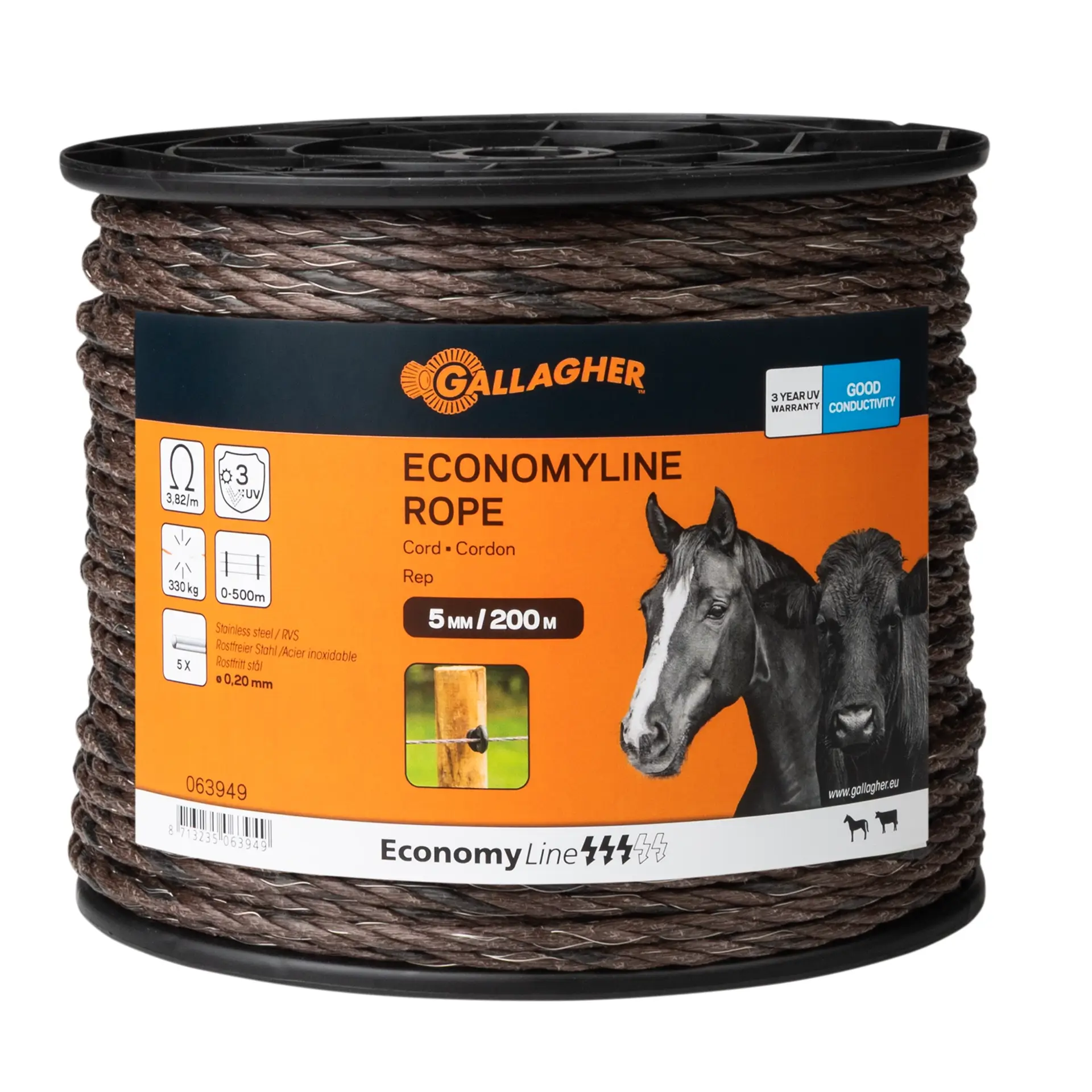 Gallagher EconomyLine cord (terra, 200 meter)