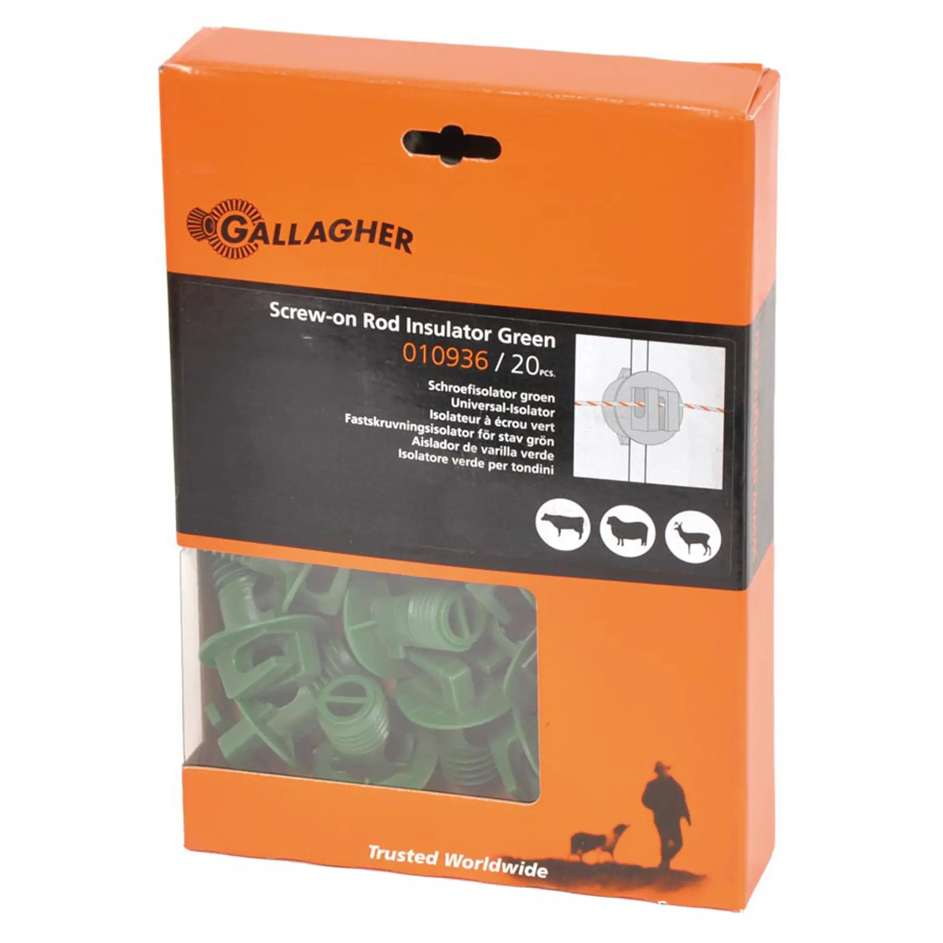 Gallagher Schroefisolator (groen, palen ø 8,5-13mm, 20 stuks)