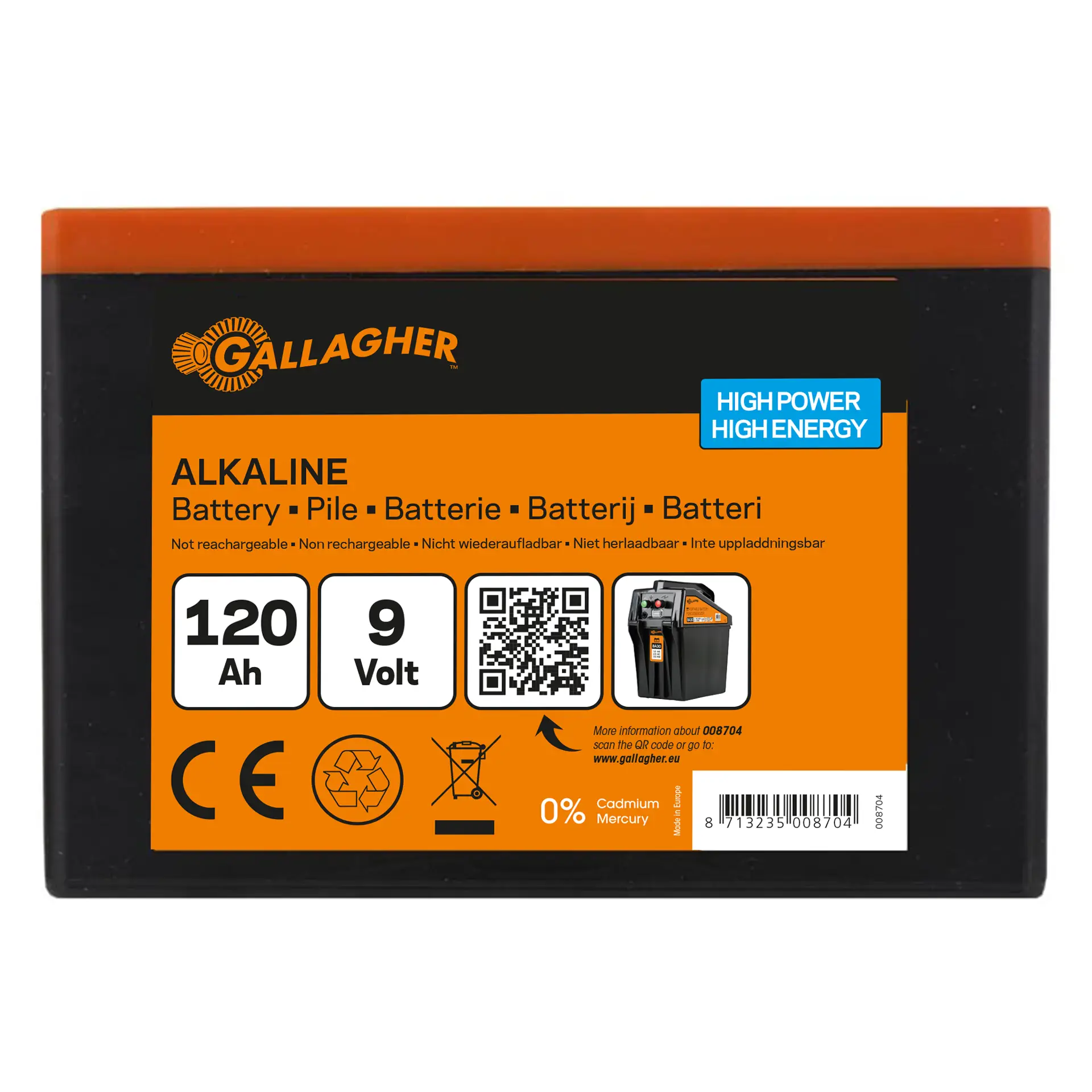 Gallagher Powerpack batterij (9V, 120Ah)