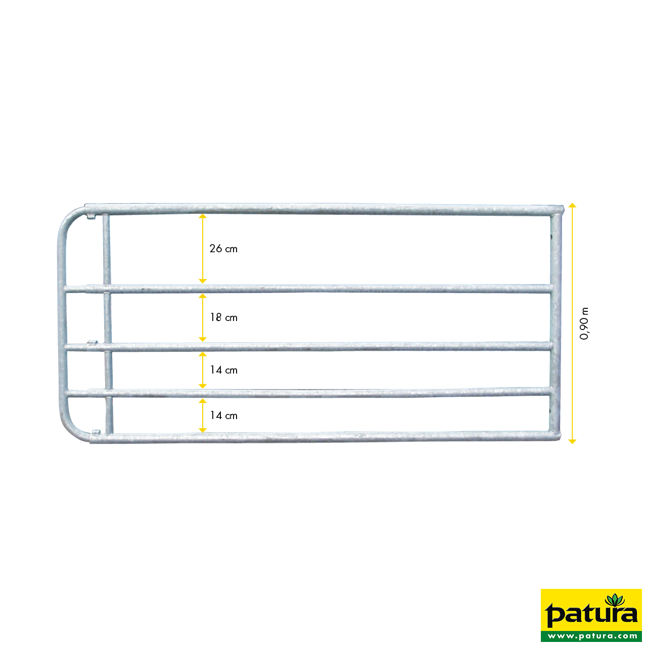 Patura Weiderasterpoort 90cm, lengte 2,00-3,0m gegalvaniseerd, incl. montageonderdelen