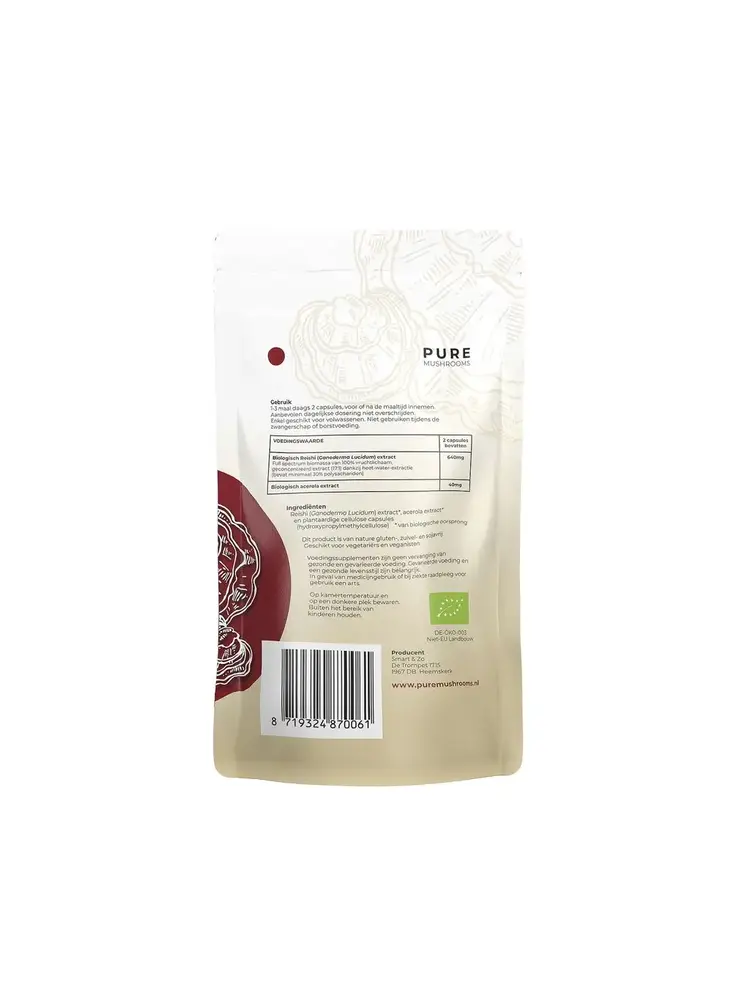 Pure Mushrooms Pure Mushrooms Reishi Extract Bio (60 capsules)