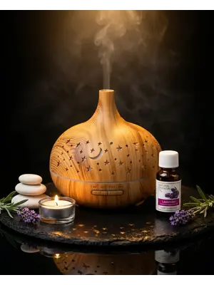 Aroma diffuser Starlight rond houtmotief 400 ml