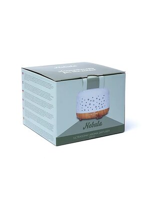 Aroma diffuser Nebula rond wit/houtmotief 300 ml