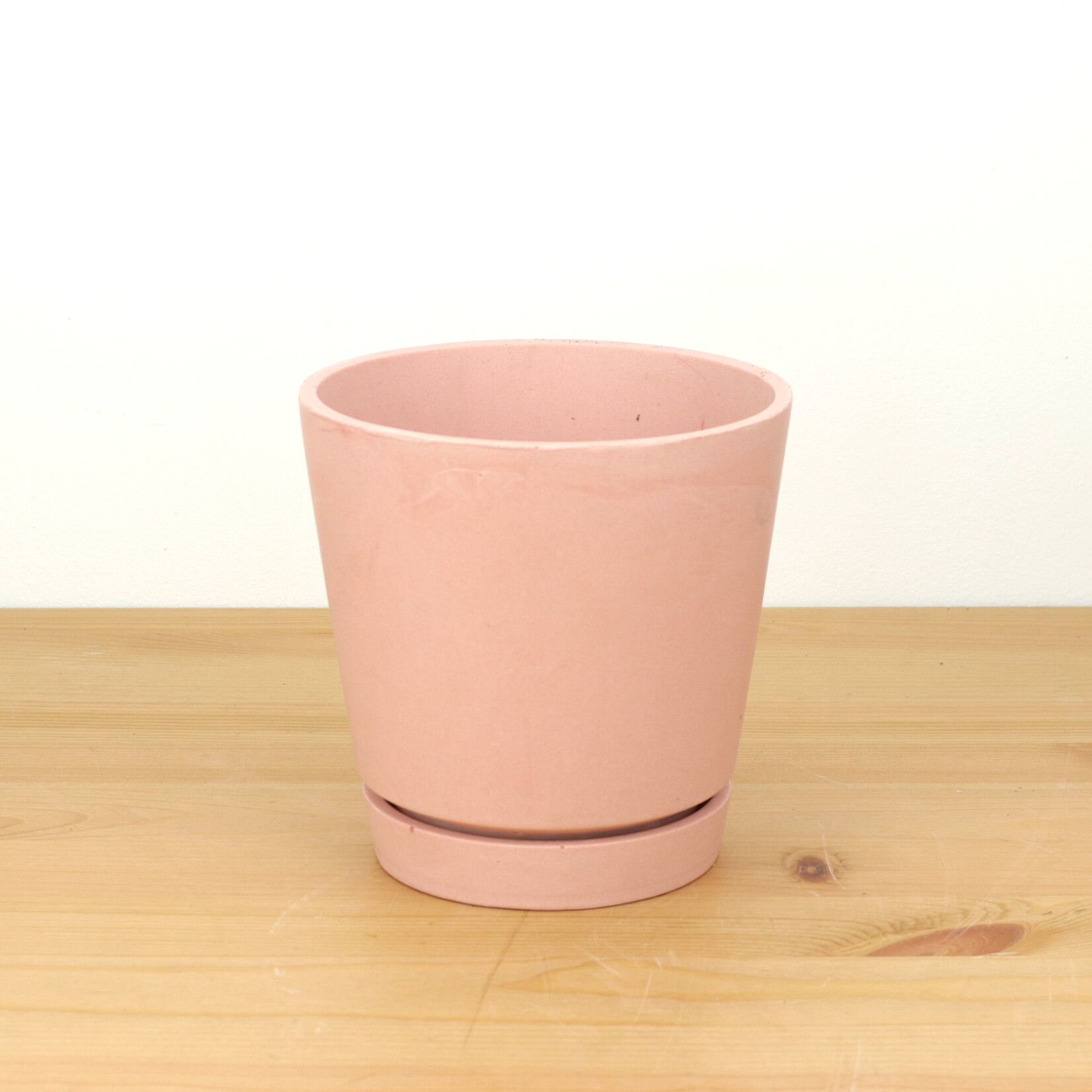 Dodecahedron Handgemaakte roze pot - Ø14