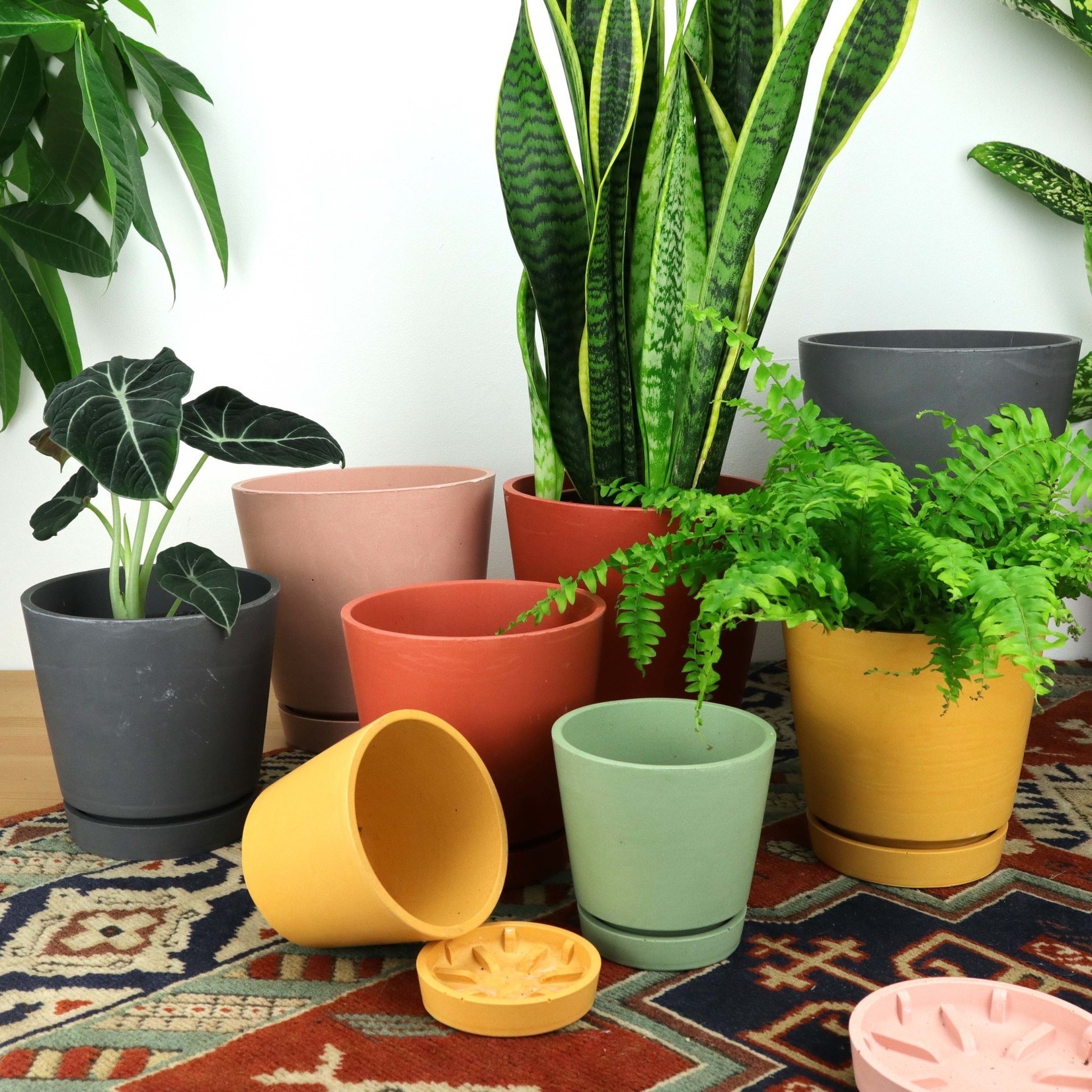 Dodecahedron Handgemaakte roze pot - Ø18