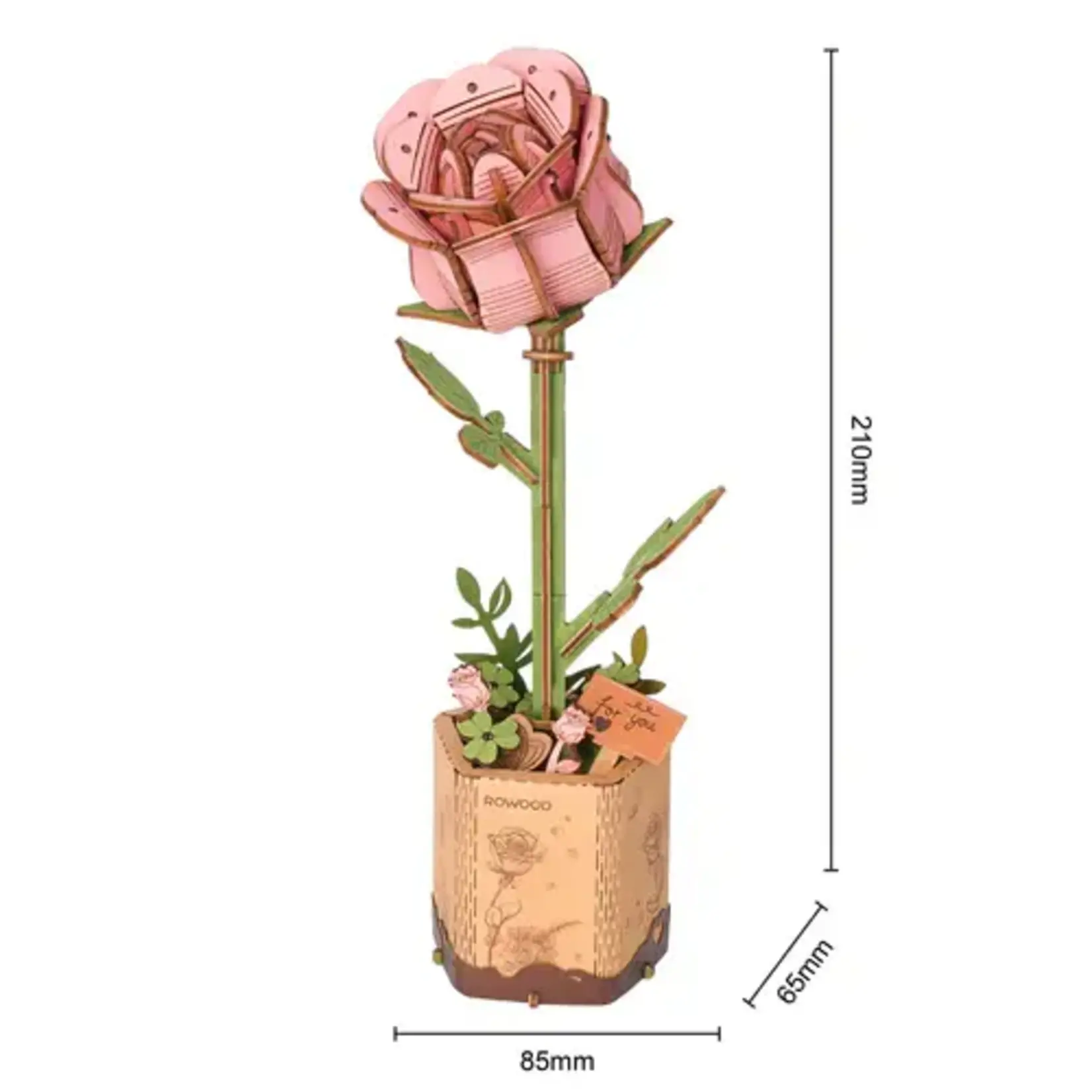 Robotime DIY - Houten bloem Pink Rose