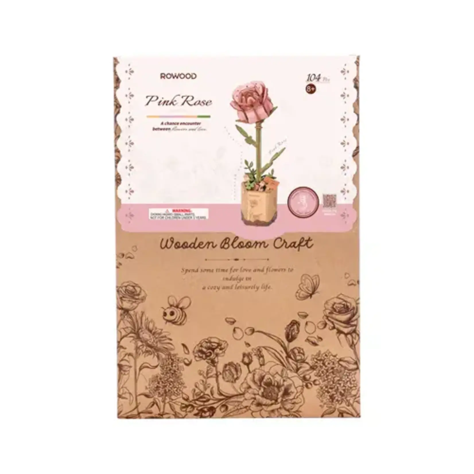 Robotime DIY - Houten bloem Pink Rose
