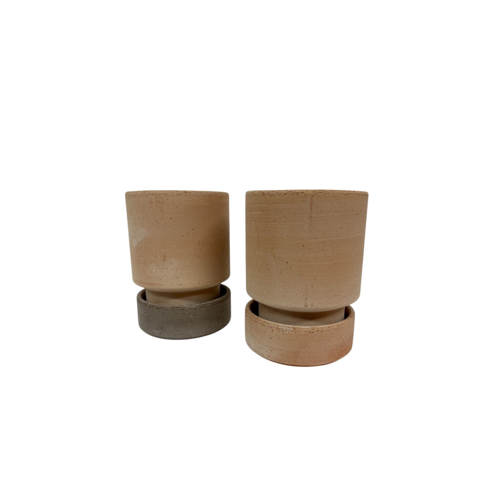 Bergs Potter pot rose met schotel grey - Ø11