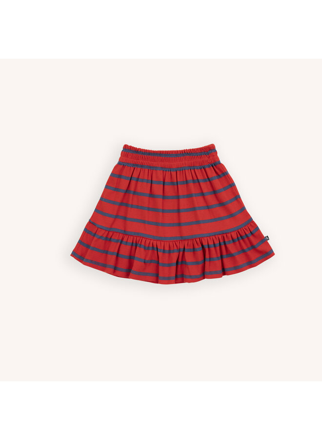 Stripes red/blue ruffled skirt