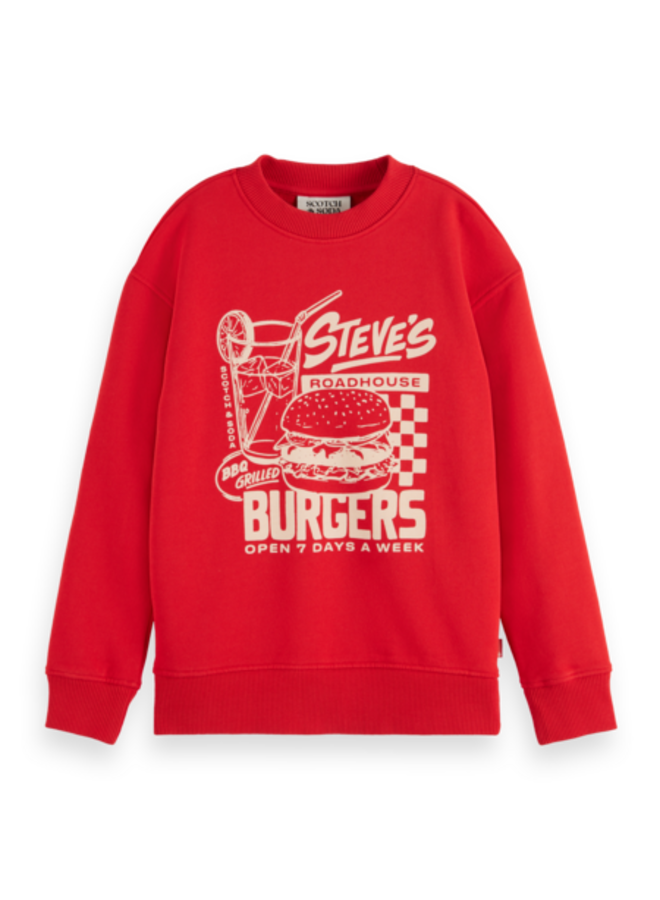 Regular-Fit Artwork Crewneck , 610-Medium Red , 179273