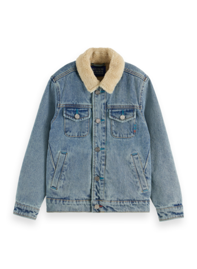 Denim Jacket Met Teddy Kraag