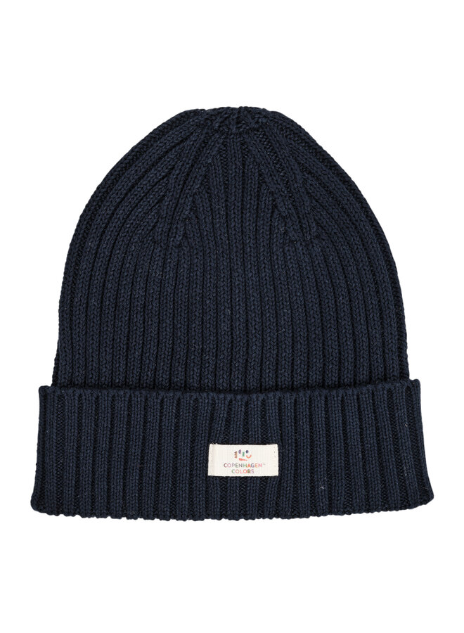 Cotton Knitted Classic Beanie , Navy , 232-000-701