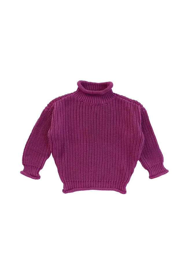 Knit - Oversized Turtleneck Sweater , Purple Wine , YWNO-840NCZ