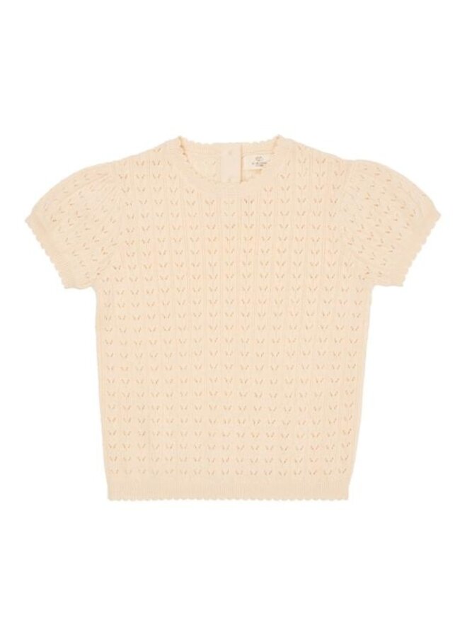 Knitted Pointelle Blouse, Cream