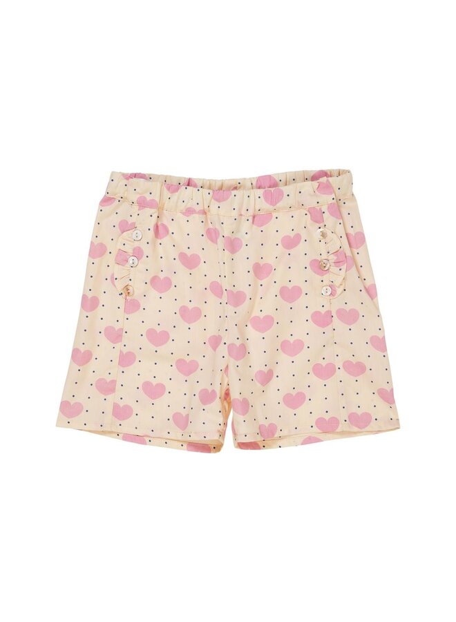 Hearts & Dots Shorts W. Ruffle Pockets, Heart AOP, 251-220-403
