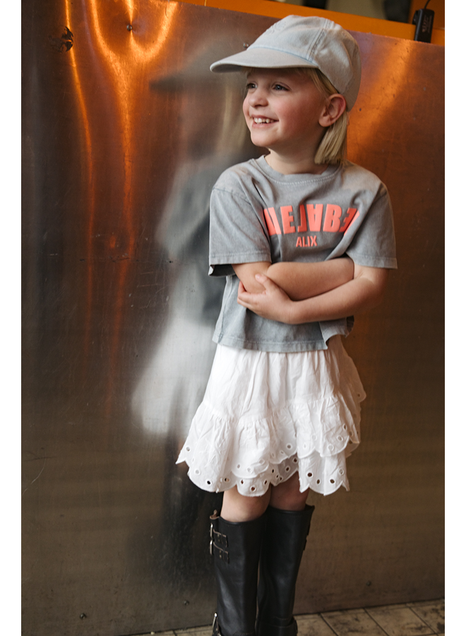 Kids Knitted Cropped T-shirt , Light Grey