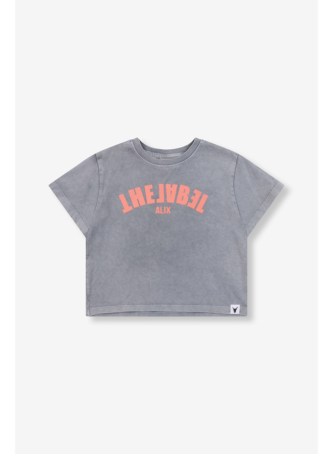 Kids Knitted Cropped T-shirt , Light Grey