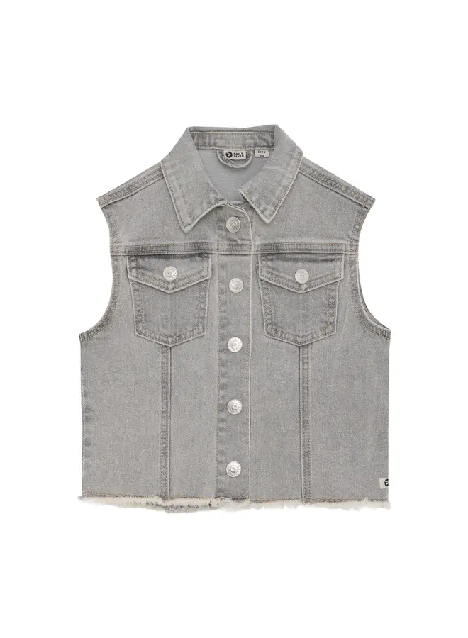 Denim Sleeveless Jacket ,  Light Grey Denim