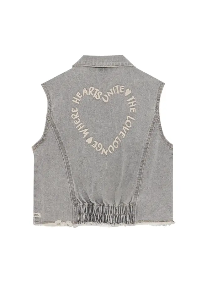 Denim Sleeveless Jacket ,  Light Grey Denim