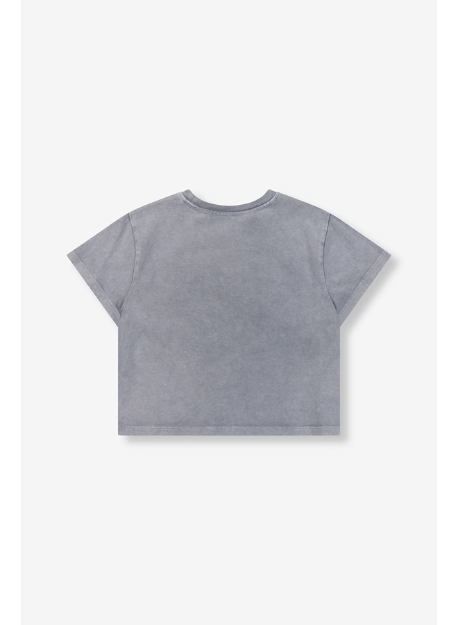 Kids Knitted Cropped T-shirt , Light Grey