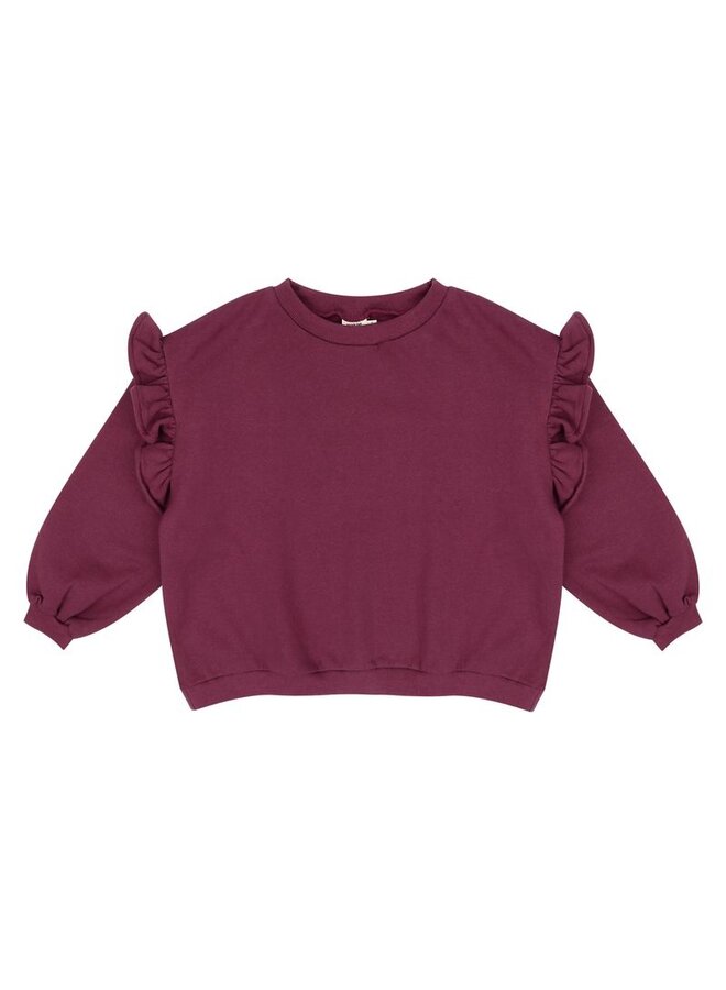 Lois ruffle sweater - burgundy