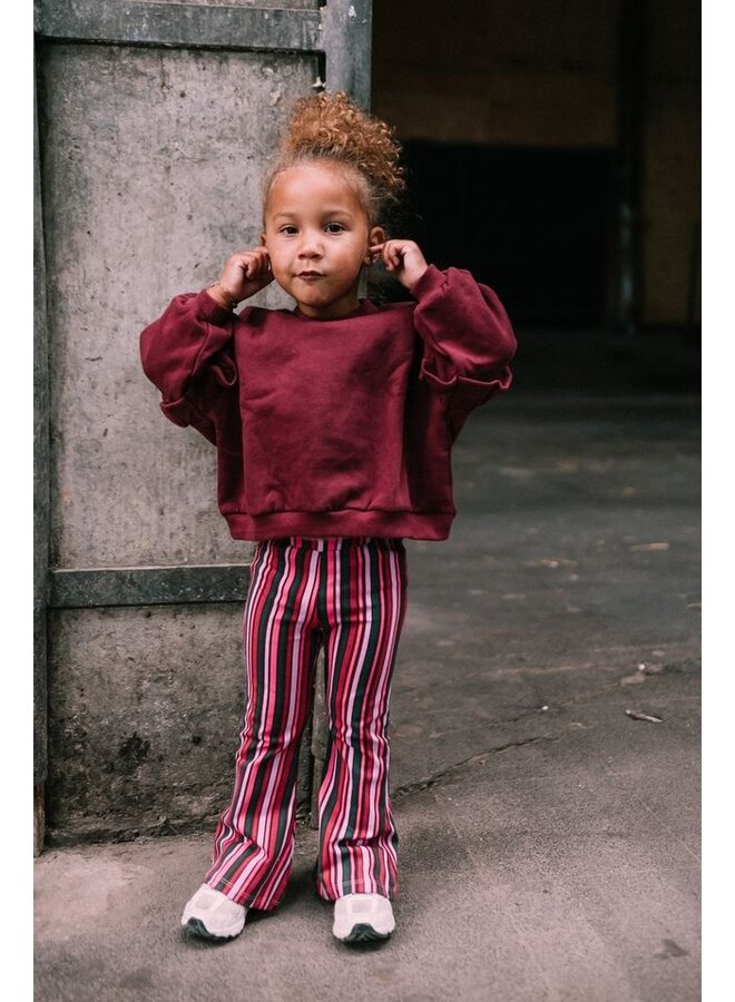 Lois ruffle sweater - burgundy
