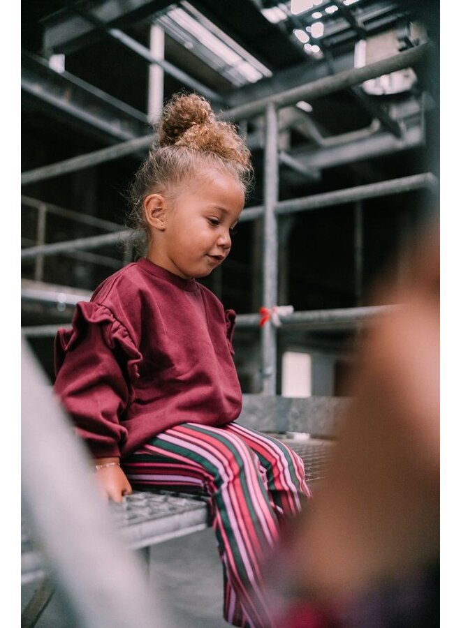 Lois ruffle sweater - burgundy