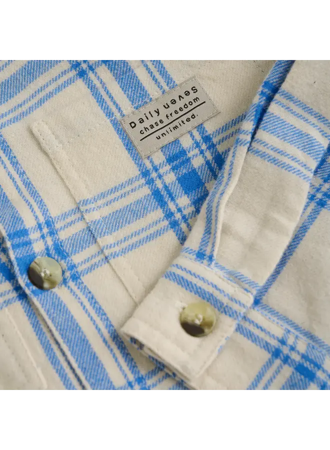 Shirt Check Print - Dusty kobalt