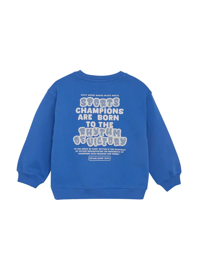 Oversized sweater Textprint-Dusty kobalt