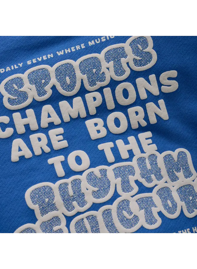 Oversized sweater Textprint-Dusty kobalt