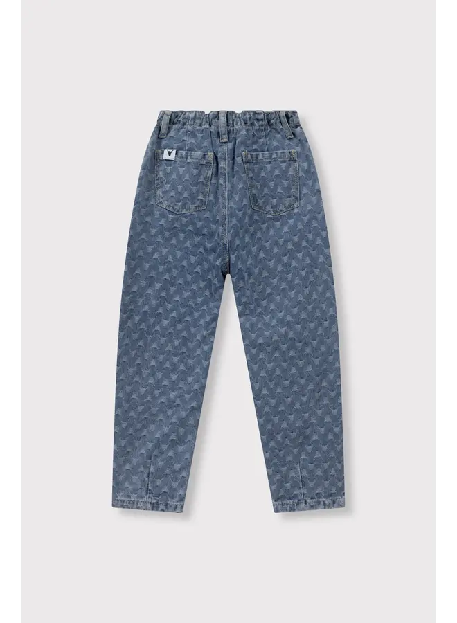 Woven Tapered  Bull Denim Pants Denim Blue