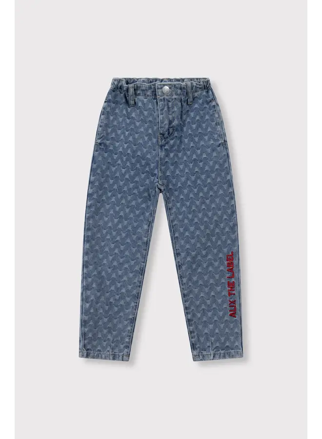 Woven Tapered  Bull Denim Pants Denim Blue