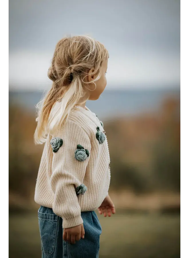 Cool Flower Cardigan Sandshell