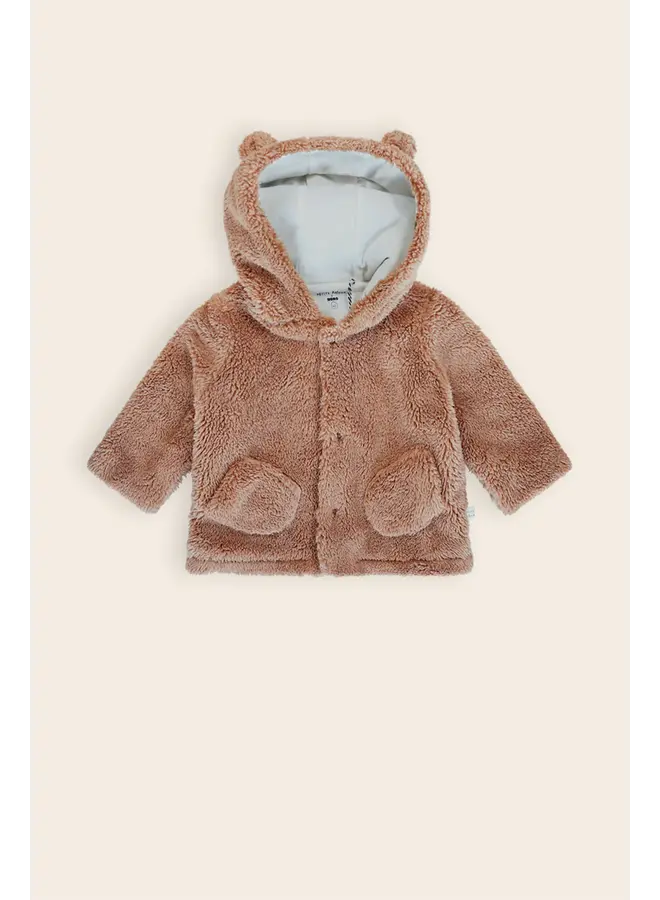Keddy Fluffy Cardigan w. Hoody Caramel