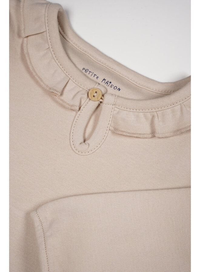 Kaya Longsleeve w. Ruffle Oatmeal