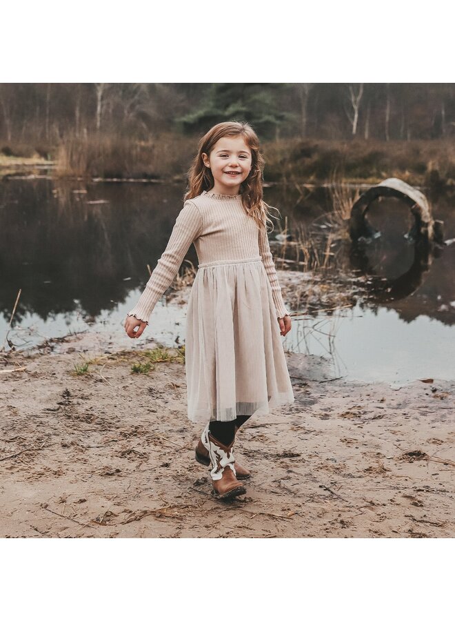 Rib knit tule dress