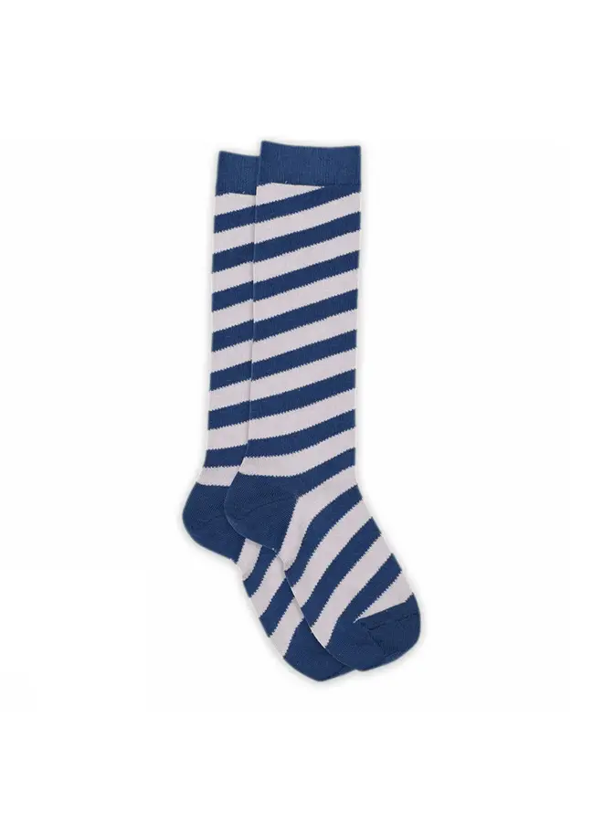 Candy Stripe Knee Socks True Blue