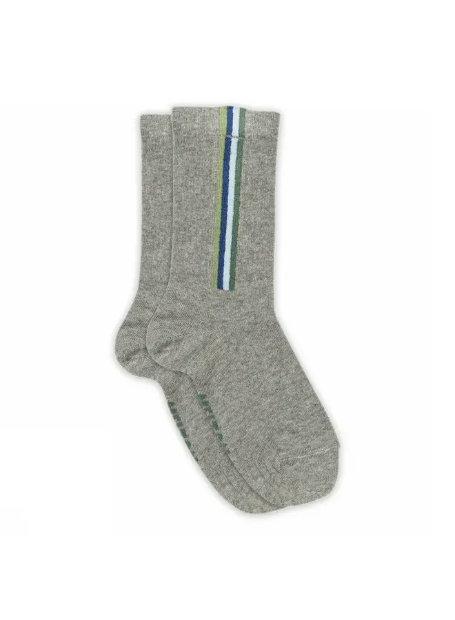 Vertical Stripes Socks 4052 Light Grey Mel.