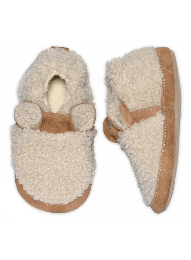 Fuzzy Teddy Slofjes Oxford Tan