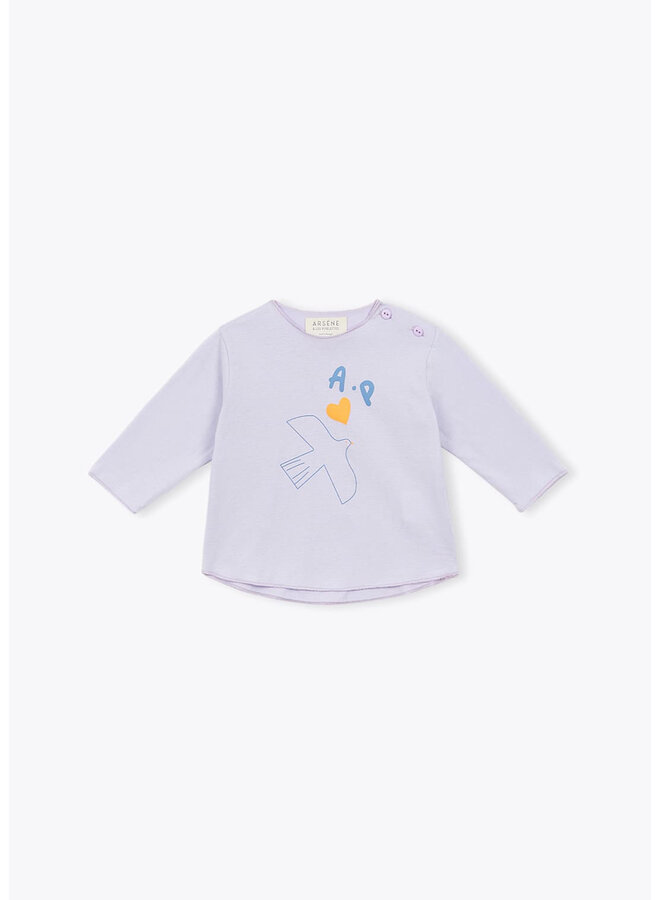 Longsleeve Bebe Coeur Oiseau Parme