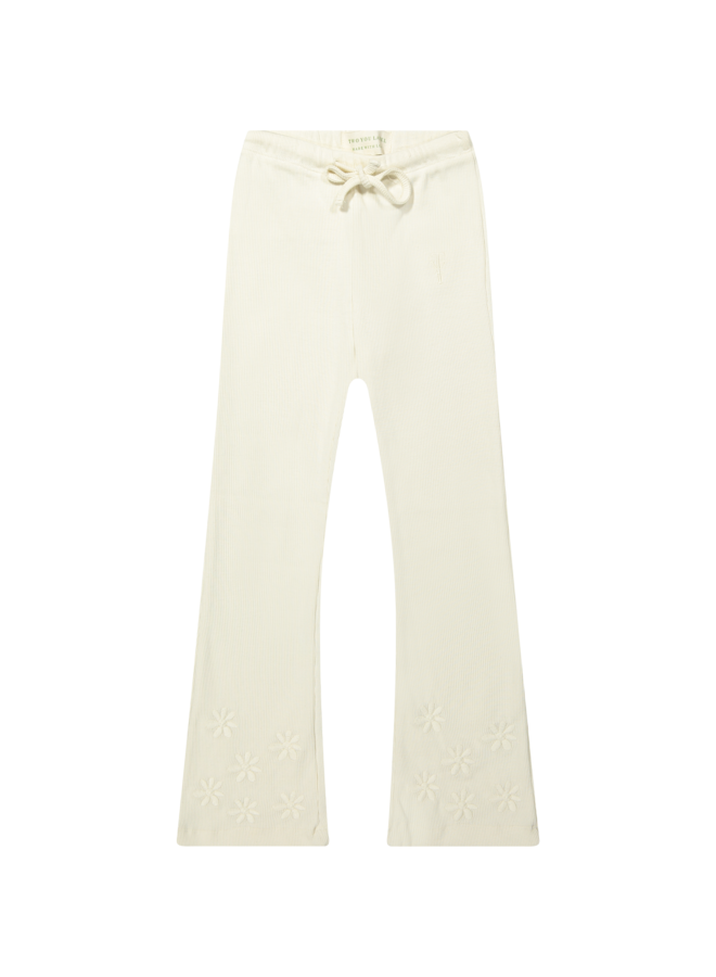 Lilly Legging Flared Embr. Flowers Oat