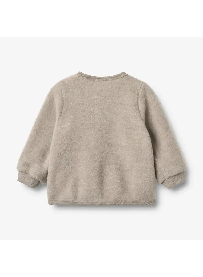 Wool Fleece Cardigan Kari Khaki Melange