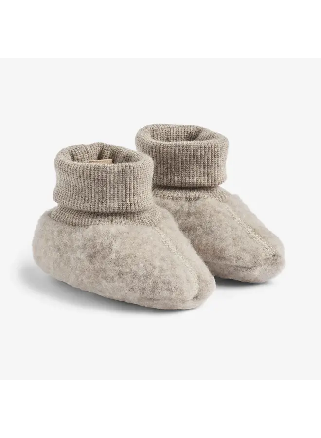 Wool Fleece Booties Lei Khaki Melange