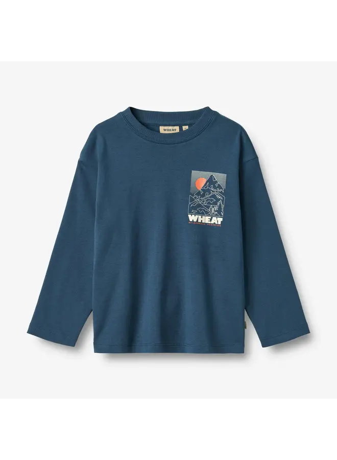 T-shirt LS Print Dixie Blue Denim