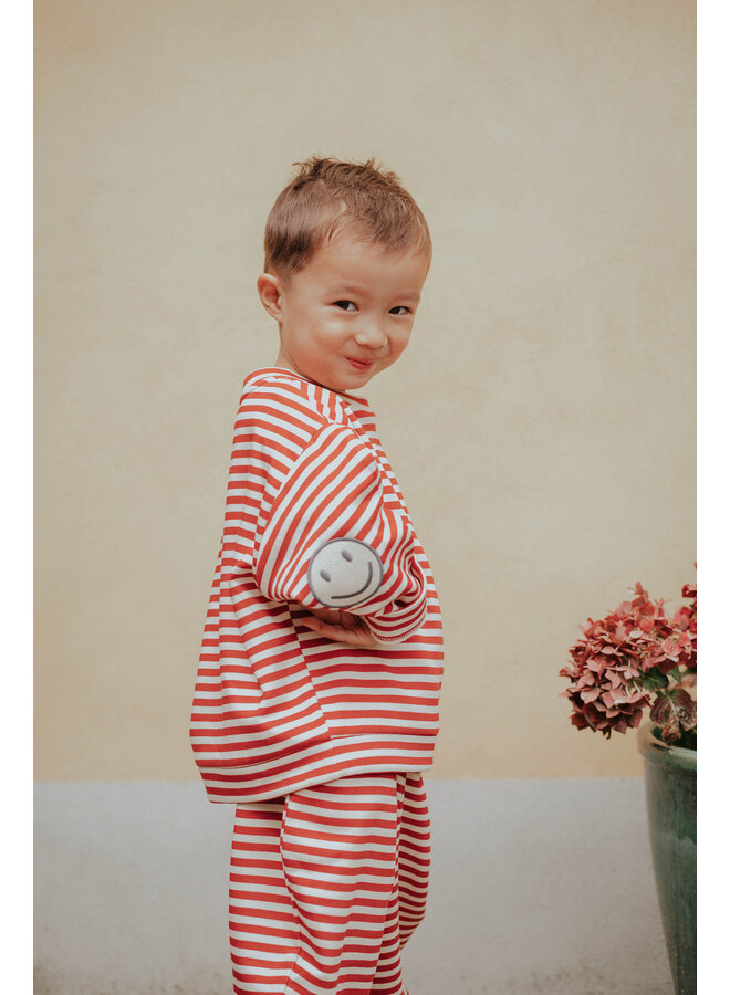 Alvin LS Stripe Sweatsh. Pompeian red Sandshell