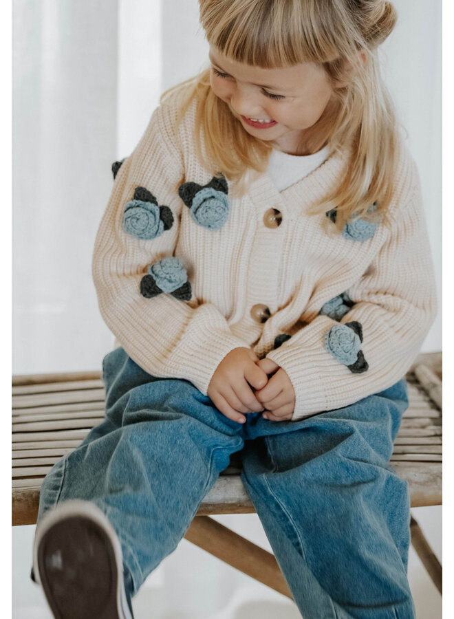 Cool Flower Cardigan Sandshell