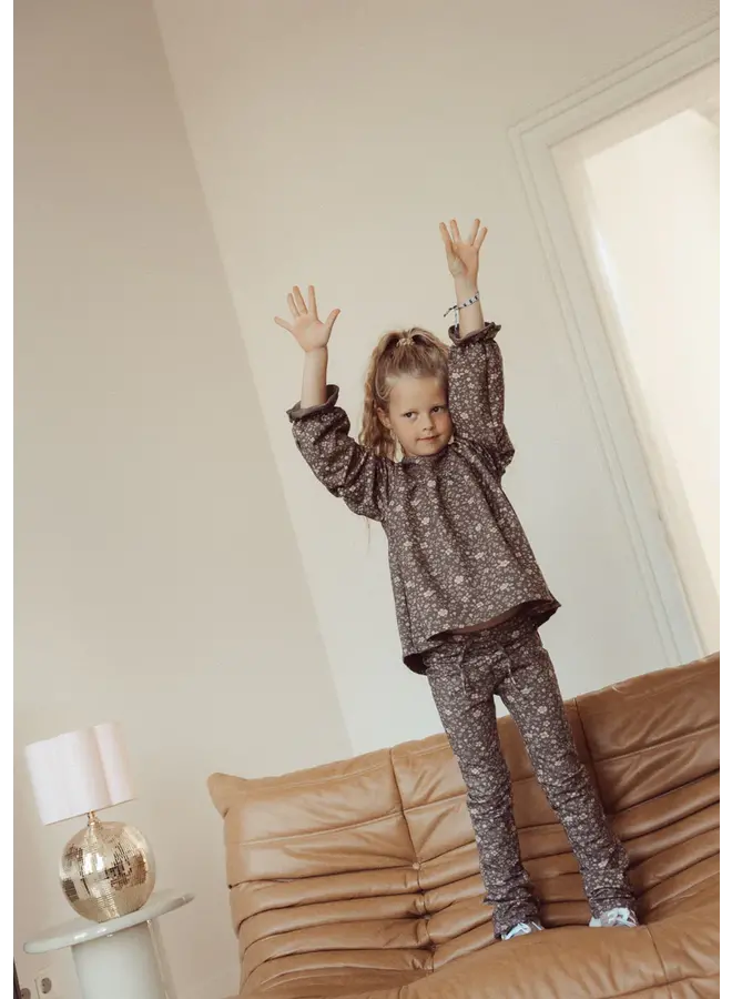 Flower Blouse Print Brown