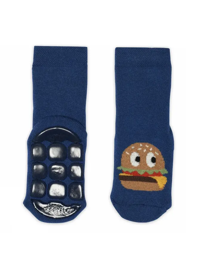Burger socks-anti-slip true blue