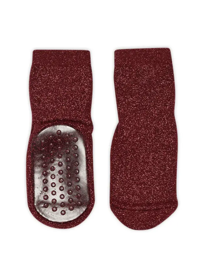 Celina glitter socks anti slip wine red